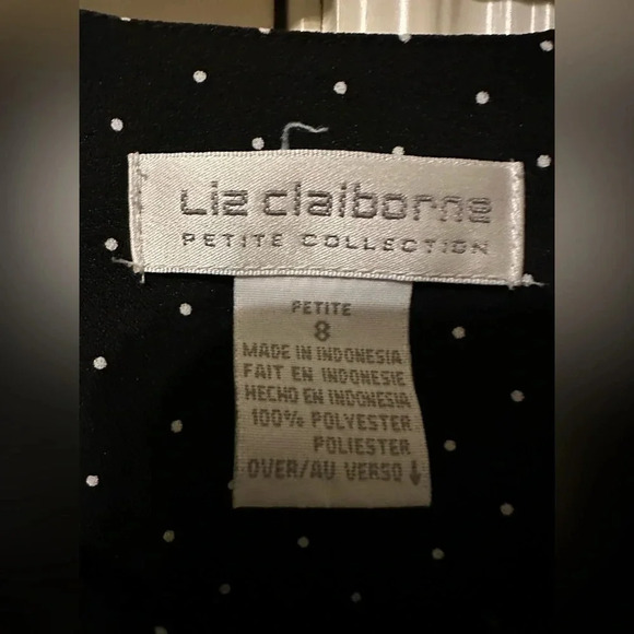 Liz Claiborne polka dot long sleeve top - excellent condition size 8P - Picture 4 of 5